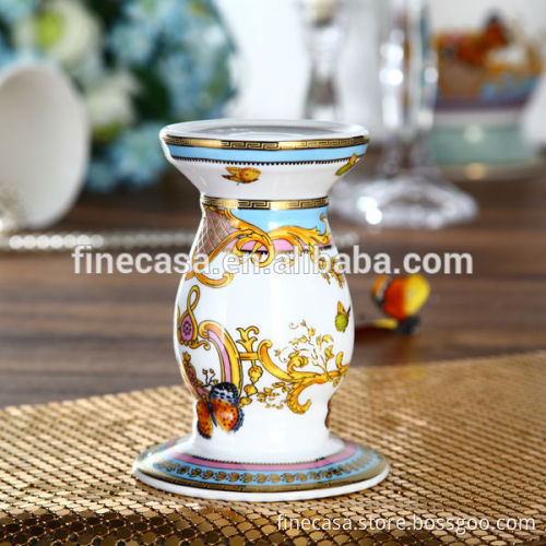 Luxury Fine New Bone China Ceramic Gold Rim Candle Holder of Song of Joy